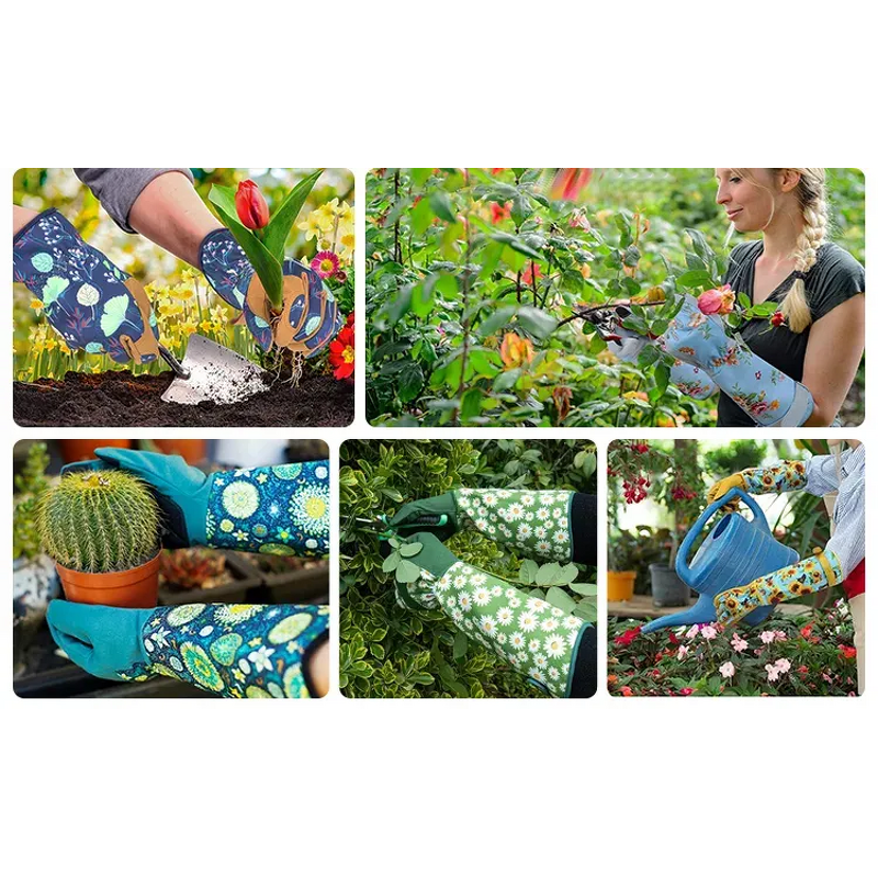 Gardening Gloves Factory - Custom Floral Leather Elbow for Women