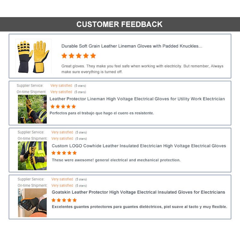 Electrical Gloves Factory - Men Yellow Leather Linesman Insulated