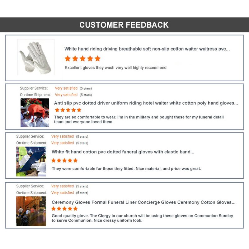 Anti Slip Gloves Supplier - PVC Dotted White Cotton Waiter