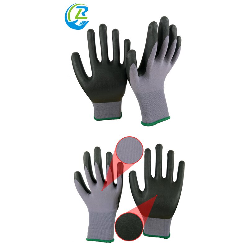 Cut Resistant Gloves Factory - Black Polyester Coated Nitrile Sandy