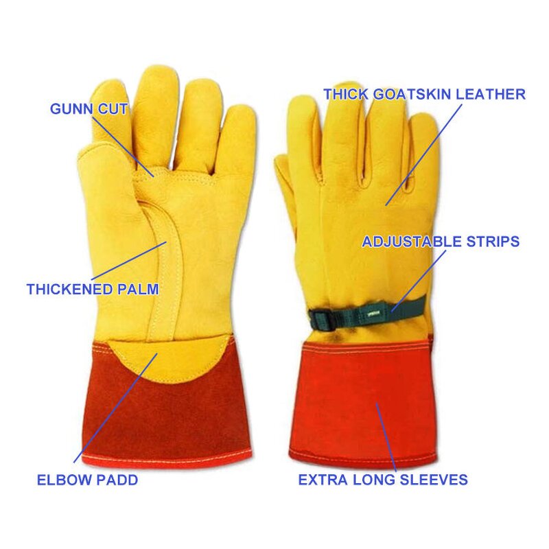 Electrical Gloves Factory - Men Yellow Leather Linesman Insulated