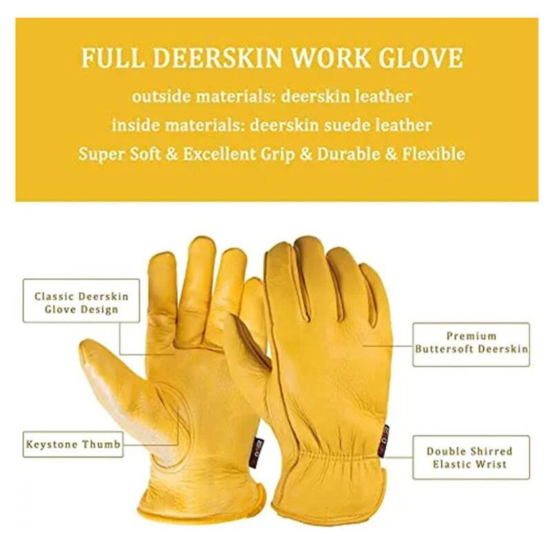 Motorcycle Gloves Supplier - Snow Yellow Elk Deerskin Leather