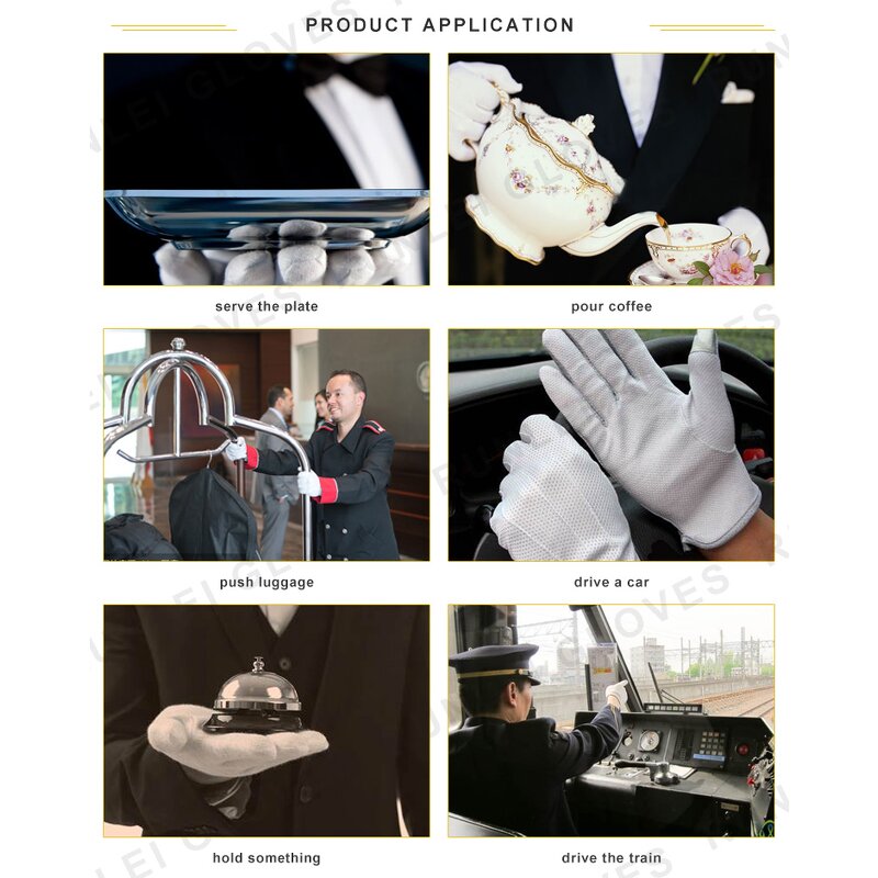 Anti Slip Gloves Supplier - PVC Dotted White Cotton Waiter