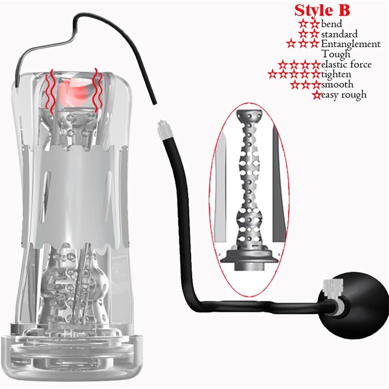 Manual Male Masturbators with Squeezer & Air Bag and Vibrating Ball, Reusable Male Masturbator Cup Pocket Pussy with 3D Texture