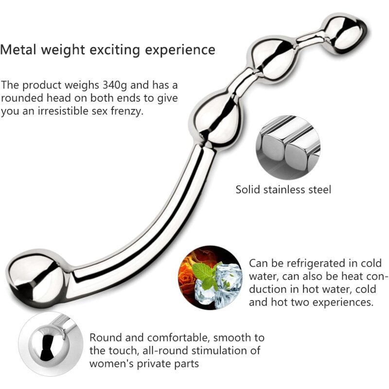 Fun Metal Sex Toy Stainless Steel G Spot Wand Massage Stick Kegel Exerciser P-Spot Stimulator Prostate Massager Anal Plug Dildo