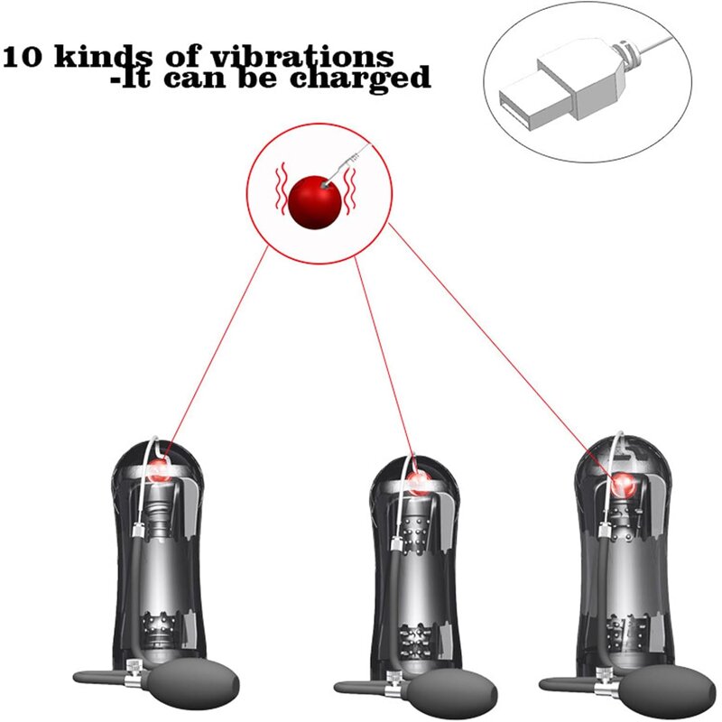 Manual Male Masturbators with Squeezer & Air Bag and Vibrating Ball, Reusable Male Masturbator Cup Pocket Pussy with 3D Texture
