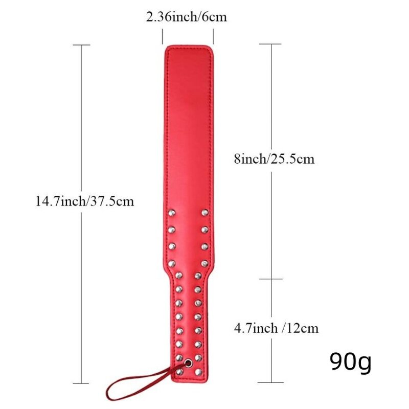 2023 New Black High Quality Studded Spanking Paddles for BDSM Game, 15 Inch Long Faux Leather Slapper for Sex Play