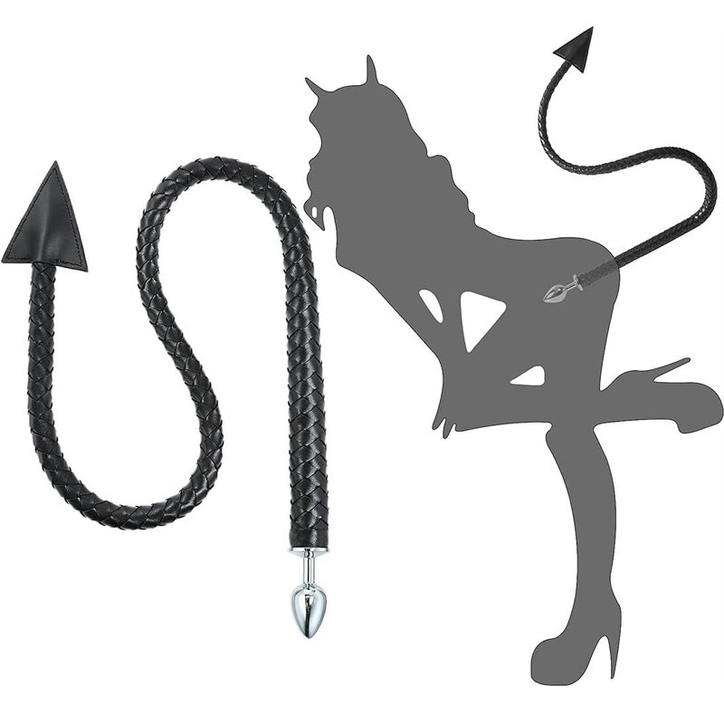 Metal Butt Plug with Devil Tail Cosplay Anal Tail Sex Toys SM Masturbation Anal Plug for Women Men Couples Lover Sex Love Games