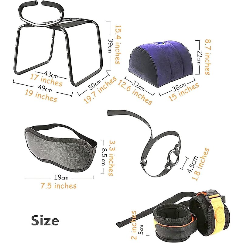 Sex Furniture, Sex Chair Positions Bouncing Mount Stools, Weightless Love Position Aids Chair with Handrail and Bondage Kits Set
