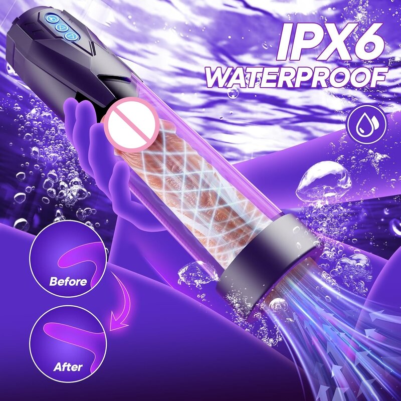 Automatic Vacuum Dick Pump Male Masturbator Penis Extender with 3 Sucking and 2 Training Modes for Men Dick Enlarger Erection