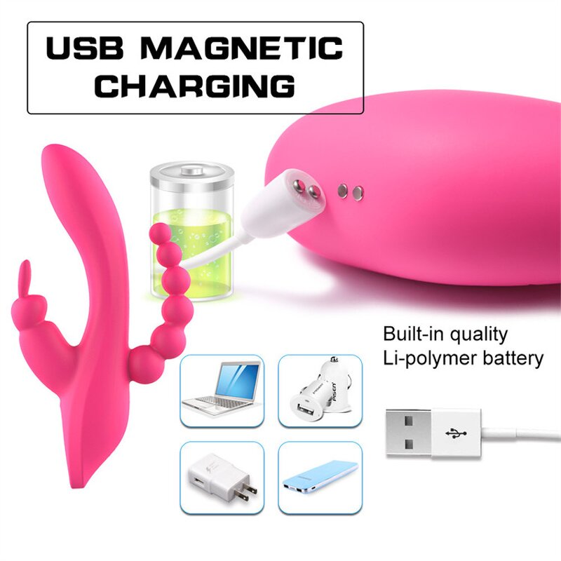 G Spot Rabbit Vibrator for Women Clitoris Stimulation with 7 Powerful Vibrations, 3 in 1 Clit Anal Stimulating Dildo Massager