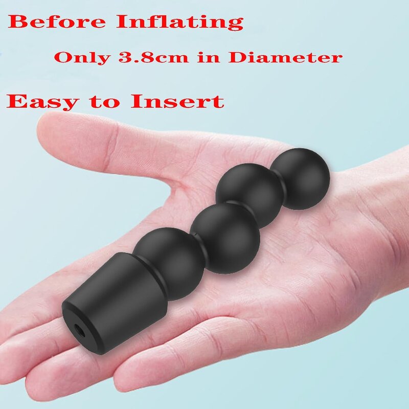 Inflatable Anal Plugs with Pump Silicone Butt Plugs for Anus Training Prostate Massager Expandable Anal Beads Adult Sex Toys