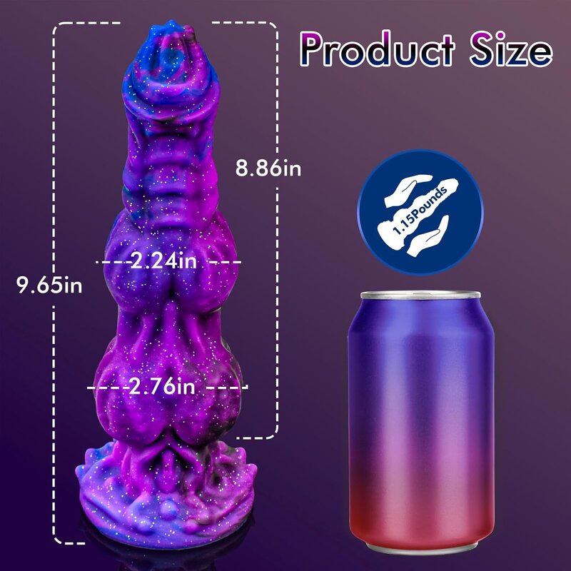 9.6" Large Anal Toy Monster Animal Dildo Dog Sex Toys, Fantasy Knot Dildo Dragon Horse Dildo with Strong Suction Cup for Women