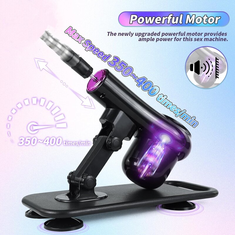 Remote Controlled Thrusting Sex Machine for Men Women Automatic Love Machine with 8 Attachments Big Black Dildo 3XLR Connector