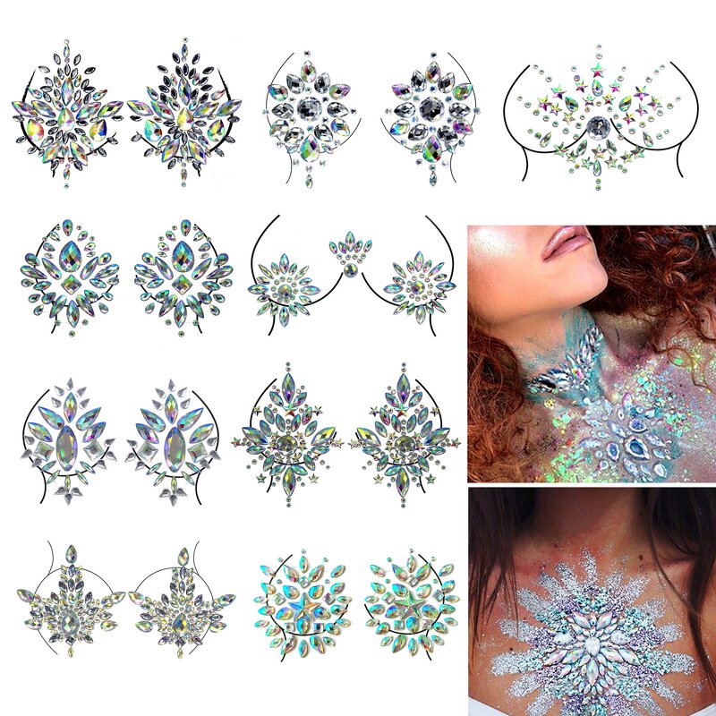 Diamond Nipple Pasties Custom Jewelry Lingerie Sexy Crystal Nipple Sticker Pasties Adhesive for Body and Sexy Lady