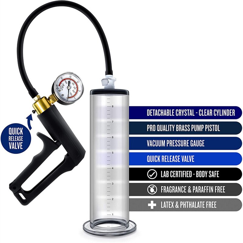 2.25 Inch Cylinder Penis Pump Kit with Vacuum Gauge Handle Fun Sex Toys for Men, Various Suction Levels for Penis Enhancement