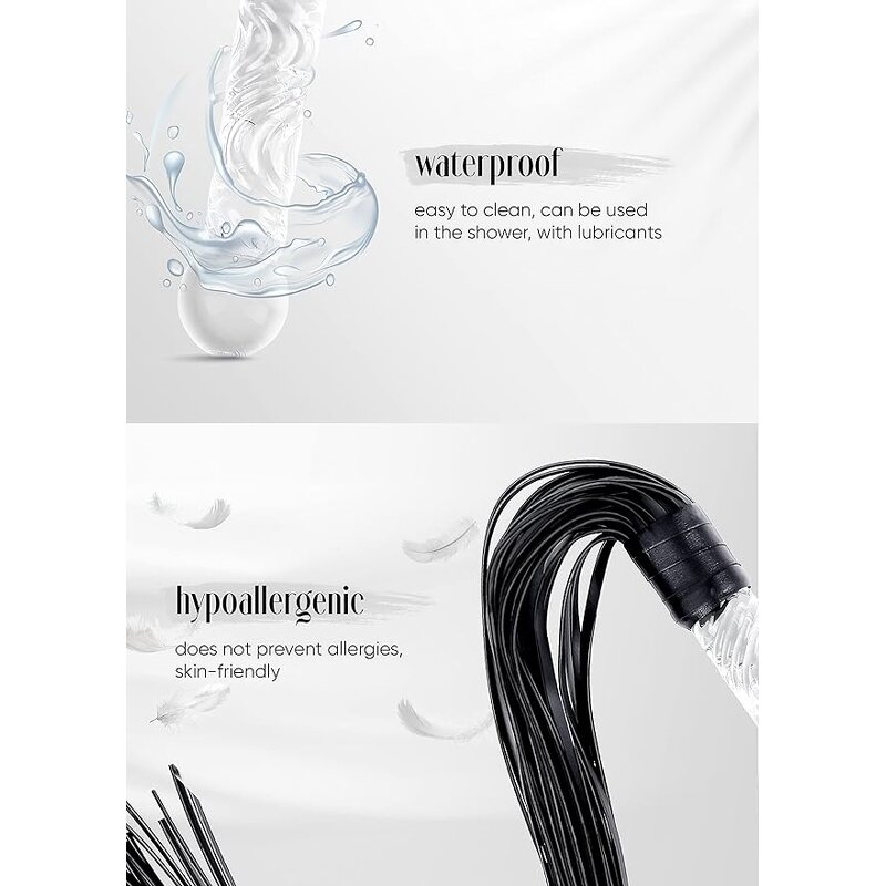 28" Glass Flogger Adult Sex Toy,Premium BDSM Whip for Couples,Sexy Black Bull Whip | Spanking Paddle Riding Crop