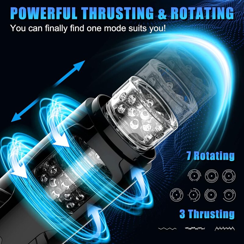 Hands Free Male Masturbators Sex Toy Stroker with 7 Thrusting & Rotating Mode, Vibrator Pocket Pussy for Men Blowjobsex Machine