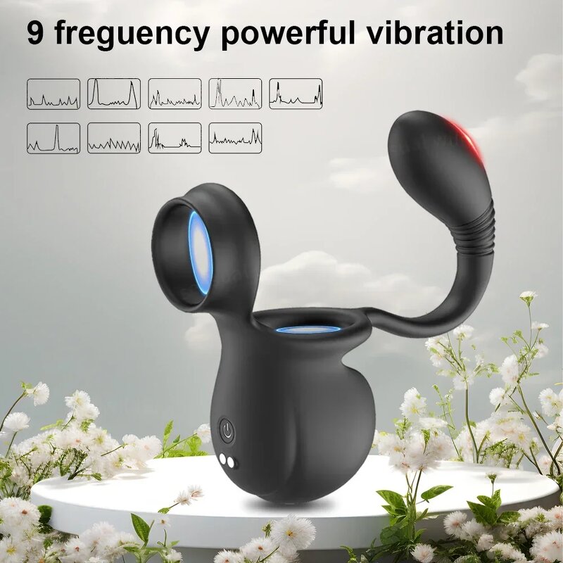 APP Control Vibrating Cock Ring Vibrator Wearable Testicle Prostate Massager Delay Ejaculation Trainer Sex Toy for Men