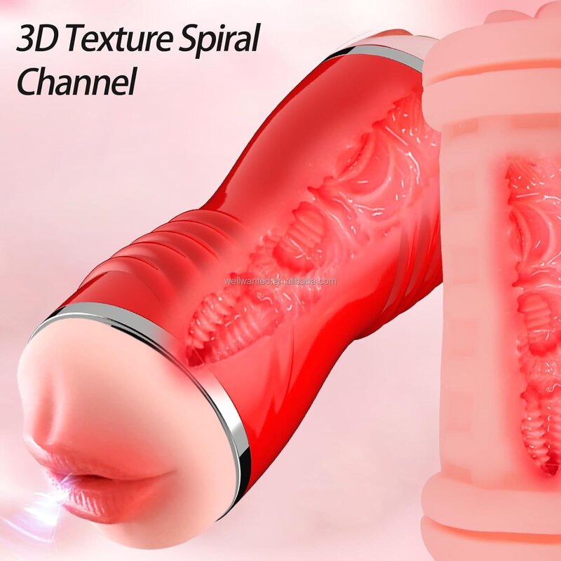 2in1 Male Masturbators Double-Side Silicone Hand Free Pocket Toy, Realistic Texture Male Masturbation Cup for Masturbation
