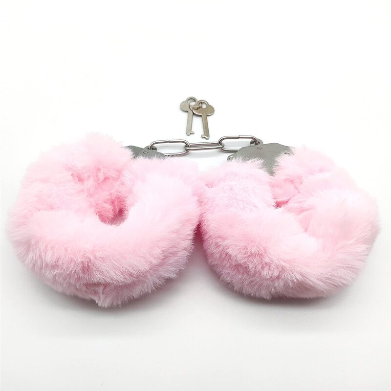 Fluffy Furry Handcuffs with Keys Metal Fuzzy Wrist Cuffs Soft Plush SM Bondage Cuffs Quick Release Handcuffs for Couples Cosplay