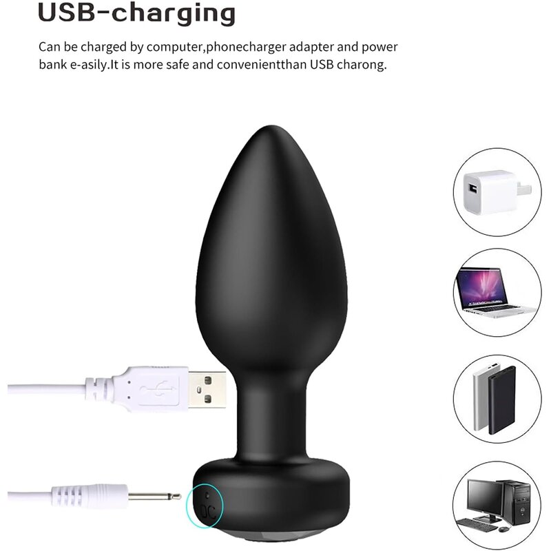 USB Power Supply Wireless Remote Control Anal Butt Plug Vibrator Sex Toy Anal Plug Stimulator & Masturbator Dildo