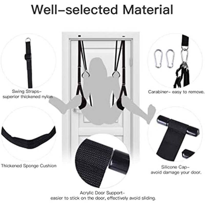 2-in-1 Ceiling Sex Swing Door Adjustable Straps Adult Sex Games 1100 Lbs Hanging Capacity Thick Sponge Bondage Gear
