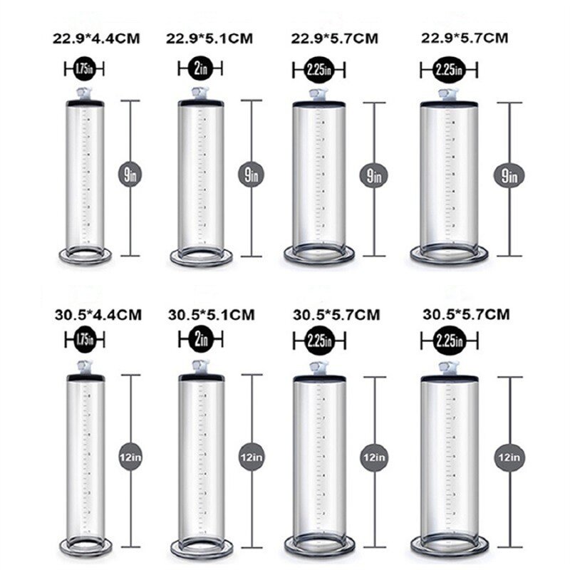 2.25 Inch Cylinder Penis Pump Kit with Vacuum Gauge Handle Fun Sex Toys for Men, Various Suction Levels for Penis Enhancement