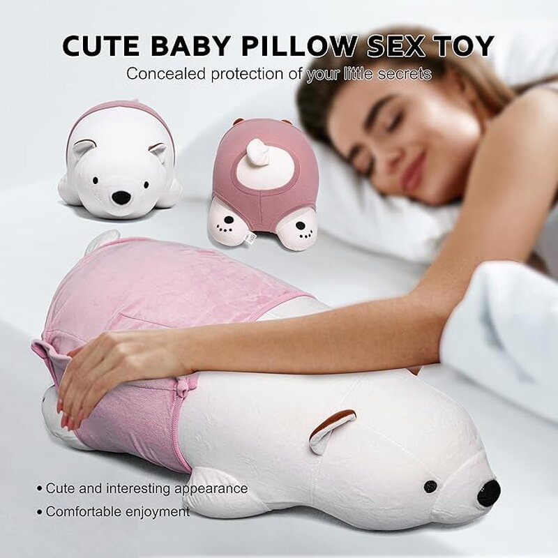 Sex Machine White Doll Bear Toys Dildo,Thrusting Invisible Telescopic Dildo Penis Masturbation Machine Female Sex Play Pillow
