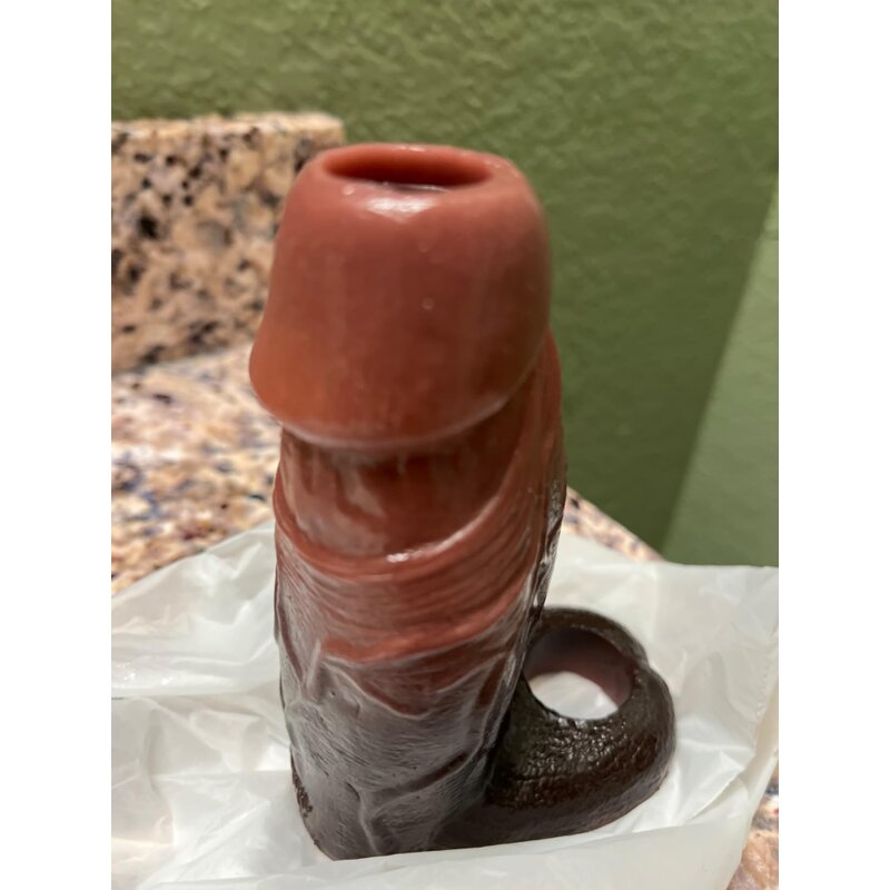 Male Silicone Dildo Hollow Sleeve Penis Sleeve with Cock Ring,Small Penis Sheath Adult Sex Toy for Male Penis Enlargement Sleeve