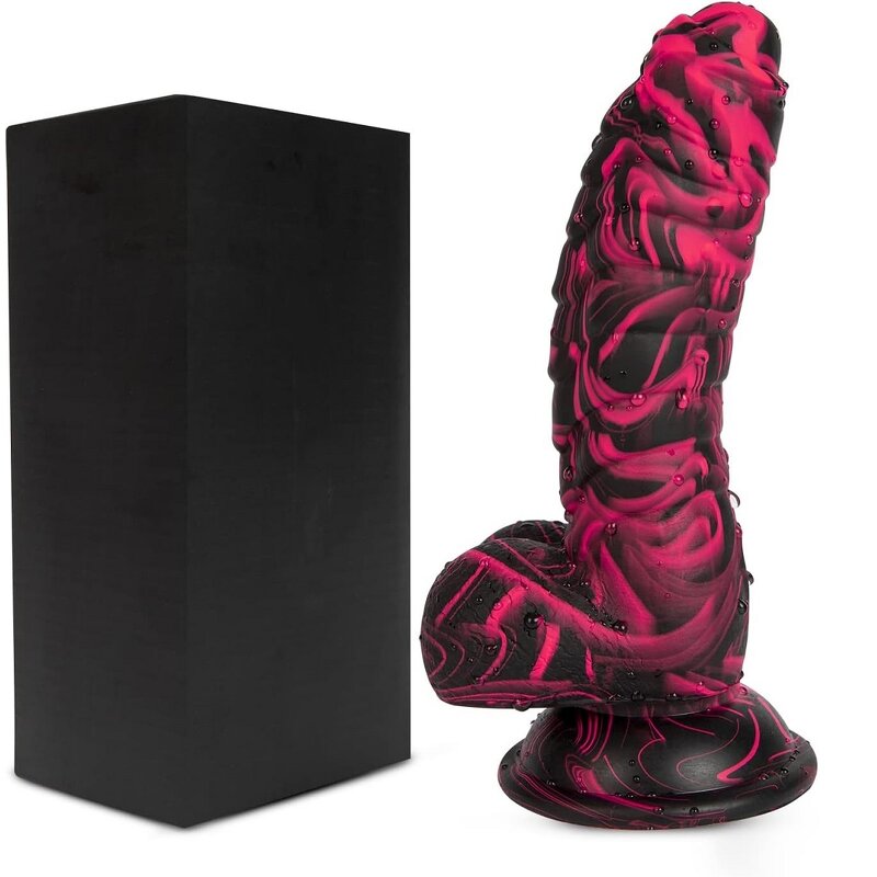 Realistic Thick Liquid Silicone Dildo 8.66 Inch Adult Toys, Unique Ribbed Monster Big Dildos with Strong Suction Cup Sex Toy