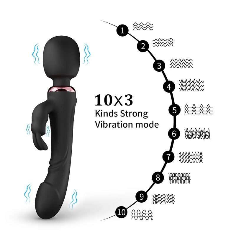 Three Heads Rabbit Vibrator 30 Powerful Vibration G Spot Clit Simulator Vaginal Anal Vibrating Dildo Massager Sex Toys for Women