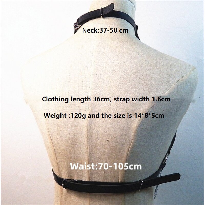 Women's Leather Chest Harness Top, Waist Chain Belt with Belly Bra, Punk Gothic Rock Body Harness Sex Accessories for Women
