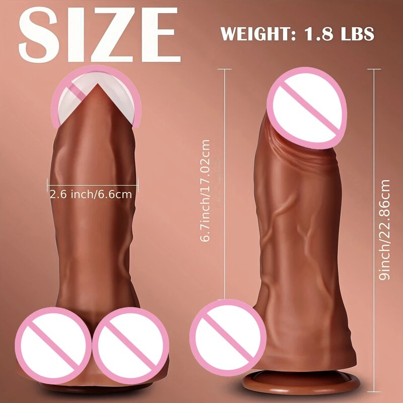 9 Inch Realistic Huge Thick XXL Dildo for Women Soft Remote Control Vibrating Heating Chubby Glans Large Bulge Realistic Huge