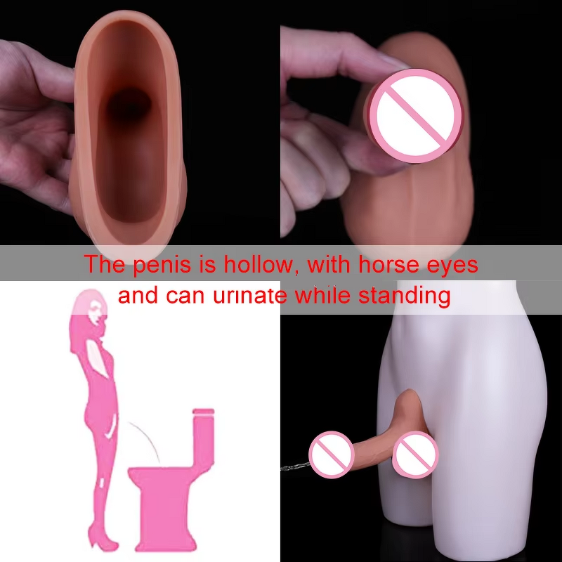 3 in 1 Stand to Pee Silicone Dildo Prosthetic Packer Transgender STP for FTM for G-Spot Stimulator Feature Big Penis Cock