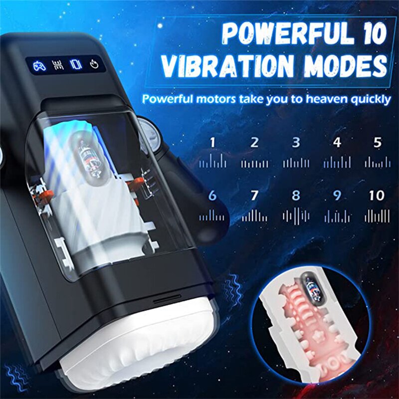 Heating Robot Masturbation Game Cup for Men Automatic Thrusting Vibrator Real Vagina Sex Toy Male Masturbators With Phone Holder