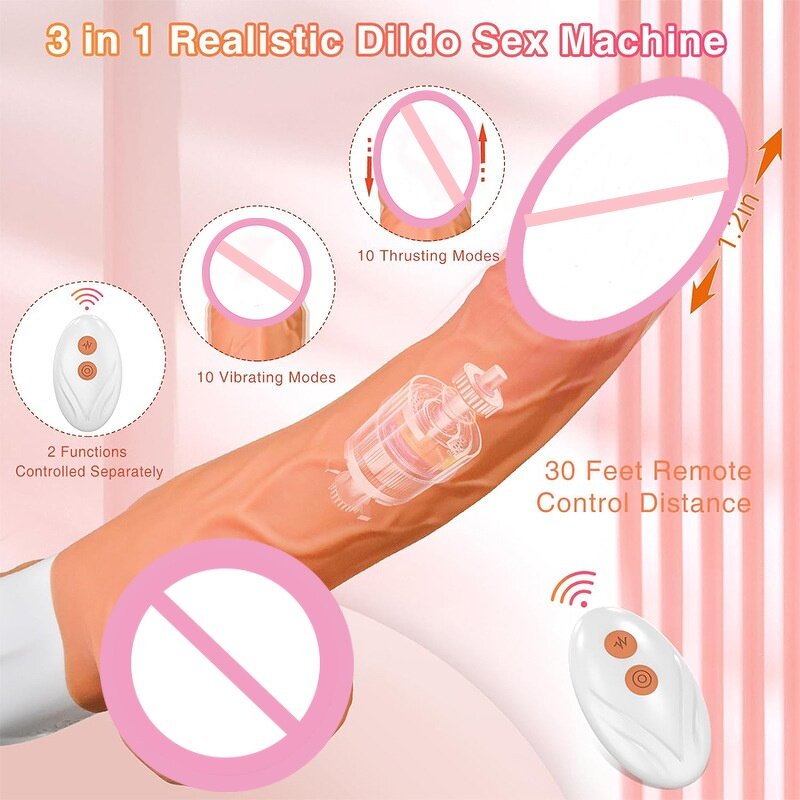 Remote Control Sex Machine Thrusting Realistic Dildo for Women with 10 Vibrating&Thrusting for G Spot Clitoral Anal Stimulation