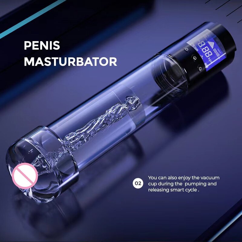 Electric Penis Vacuum Pump with a Realistic Sleeve for Male Masturbation,Manual Mode/Smart Mode Smart Penis Pump with LCD Screen