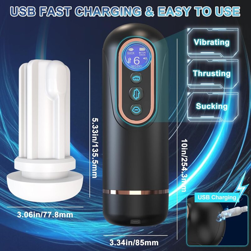 Automatic Male Masturbator Penis Pump with 9 Vibrating 7 Thrusting 5 Sucking, 3D Realistic Textured, Heating, Voice Pocket Pussy
