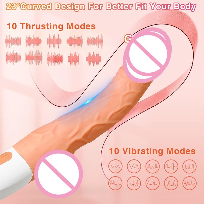 Remote Control Sex Machine Thrusting Realistic Dildo for Women with 10 Vibrating&Thrusting for G Spot Clitoral Anal Stimulation