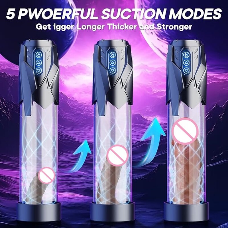 Automatic Vacuum Dick Pump Male Masturbator Penis Extender with 3 Sucking and 2 Training Modes for Men Dick Enlarger Erection