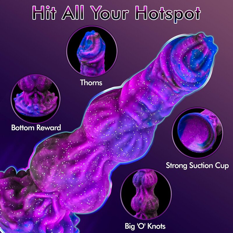 9.6" Large Anal Toy Monster Animal Dildo Dog Sex Toys, Fantasy Knot Dildo Dragon Horse Dildo with Strong Suction Cup for Women