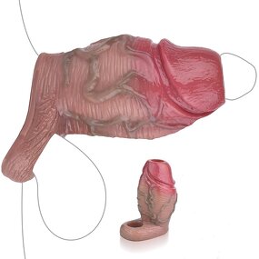 Realistic Cock Penis Extender Sleeve Dildo Extender for Men, Soft Silicone Lifelike Penis Grith Extender with Penis Ring for Men