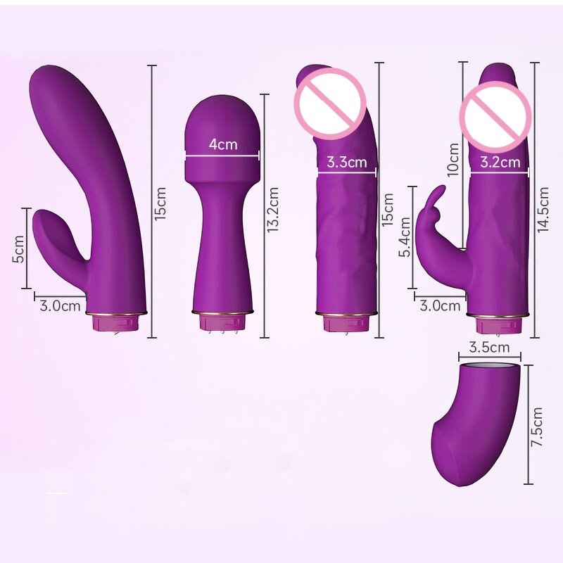 Ultimate Pleasure 4-Pack: Rabbit Dildo Vibration G Spot Stimulator Clitoral Massager Reusable Sex Vibrator Set for Gift