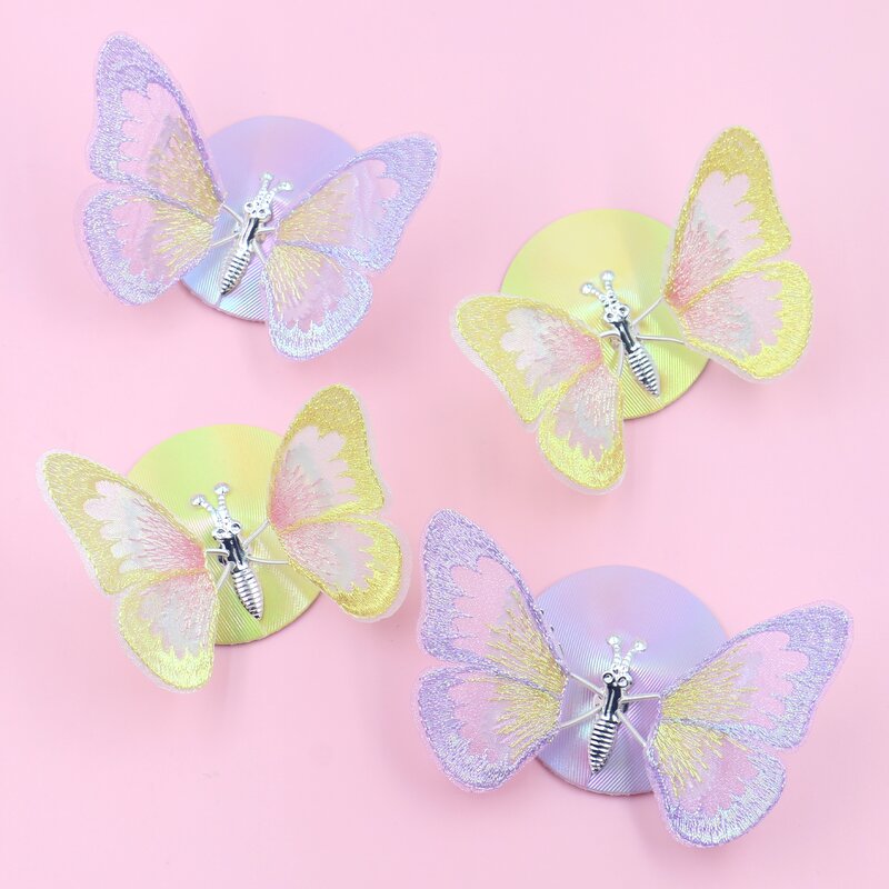 3D Stereo Flash Embroidery Yellow Purple butterfly Metal Nipple Decorative Sexy Boobs Cover Reusable Nipple Cover Pasties Club