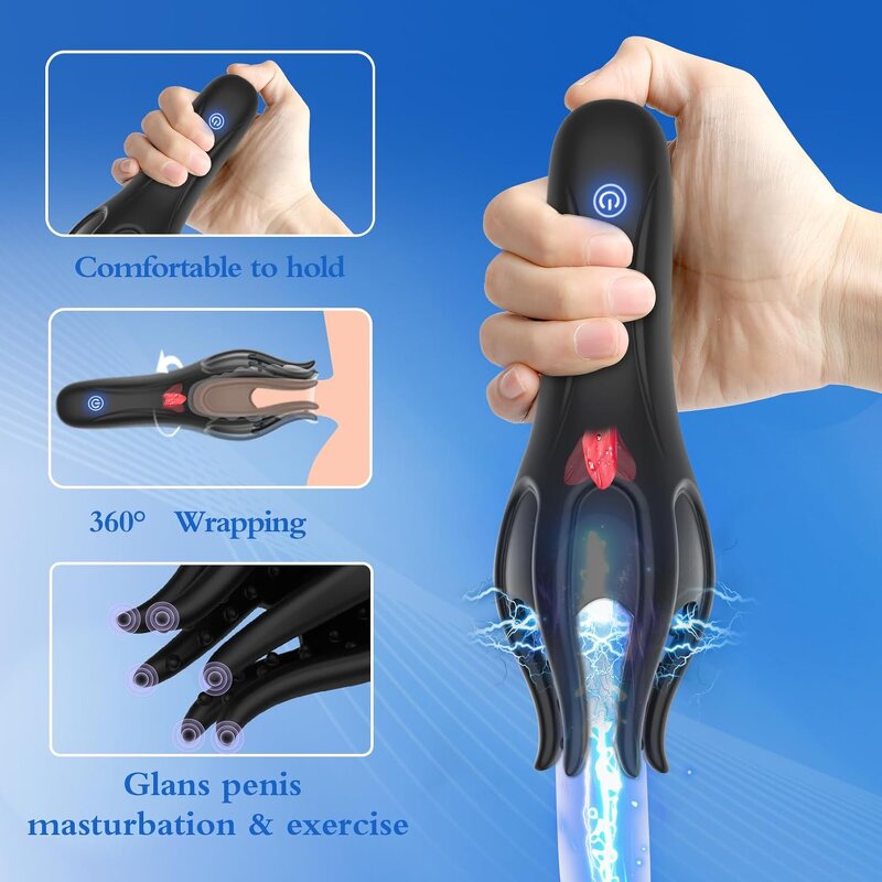 Powerful Men's Glans Trainer Vibrator Soft Fingertip Vibrating G-Spot Masturbator Prolonged Endurance Massager Male Masturbation