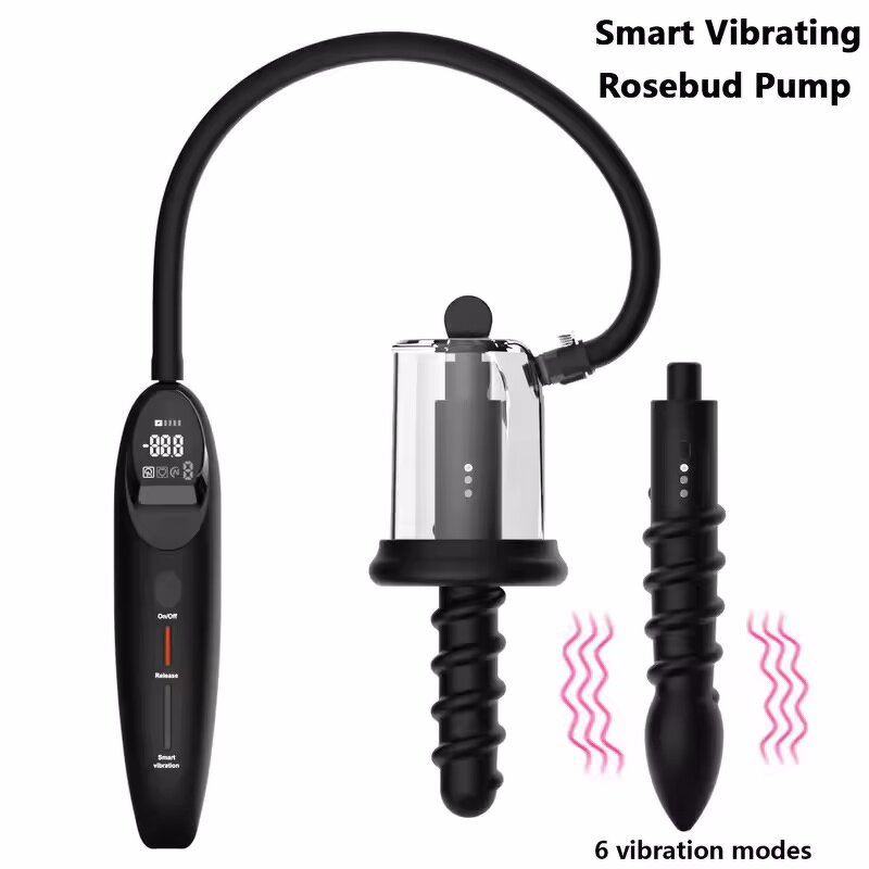 Anal Vacuum Pump Smart Rosebud Vibrating Sucking Prostate Massager Stimulator Anal Masturbator Butt Plug for Man Adult Sex Toys