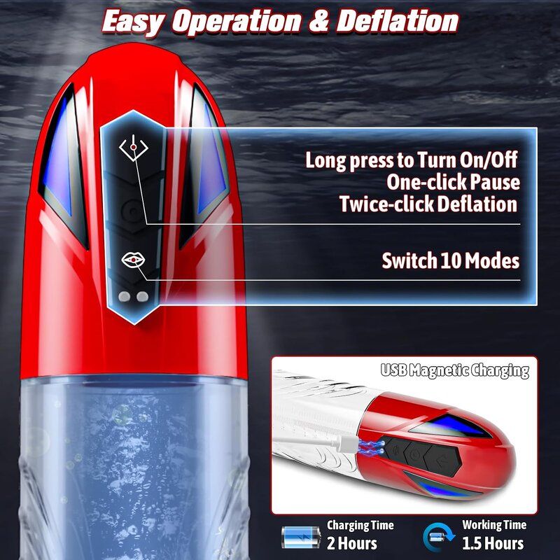 Penis Pump Male Sex Toys,Electric Dick Pump Penis Extender with 10 Erection Training Modes, Cock Pump Automatic Male Masturbator