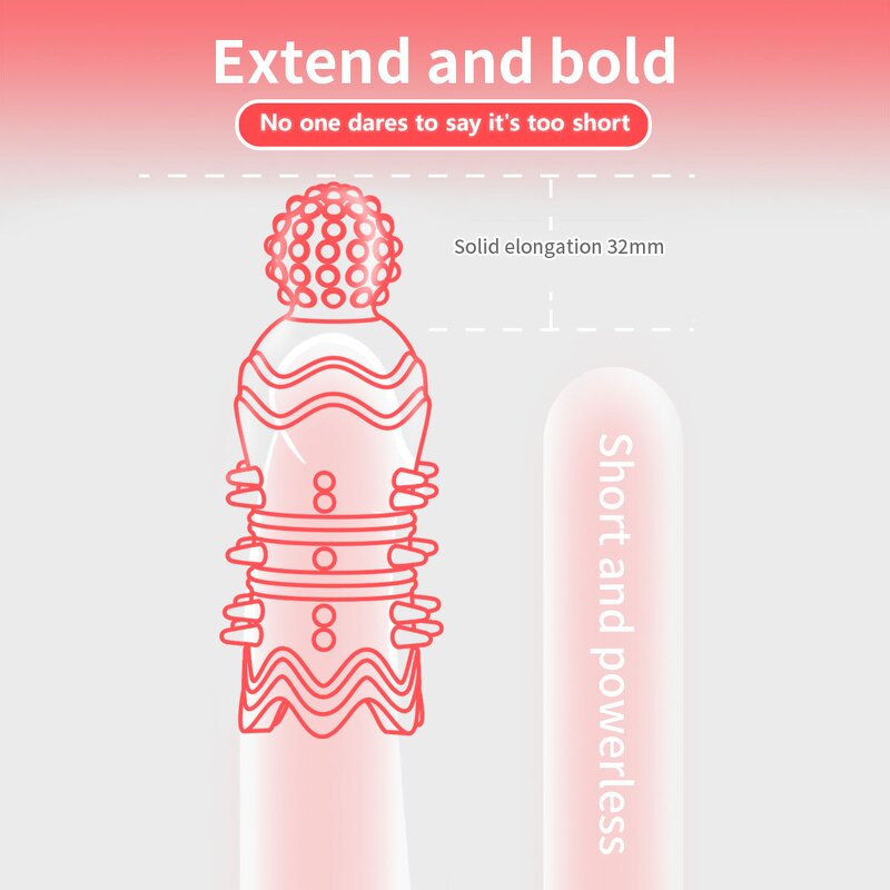 2 PCS Crystal Penis Sleeve Glans Cover Penis Enlargement Sleeve Extender Exercise Sex Toys for Men Sex Products