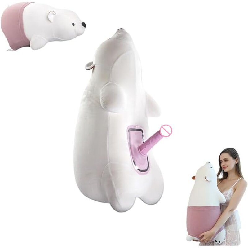 Sex Machine White Doll Bear Toys Dildo,Thrusting Invisible Telescopic Dildo Penis Masturbation Machine Female Sex Play Pillow